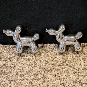 two silver balloon dog animal